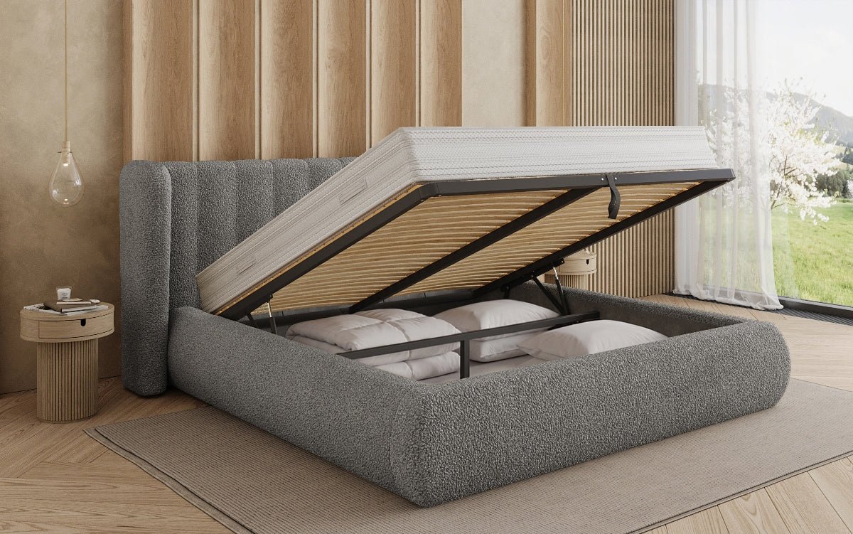 Luxusbetten24 Designer Valentina Bouclé Polsterbett mit Stauraum Schlafzimmer