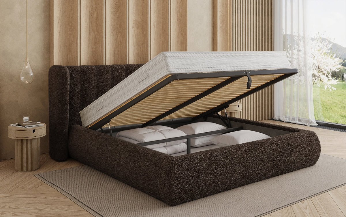 Luxusbetten24 Designer Valentina Bouclé Polsterbett mit Stauraum Schlafzimmer