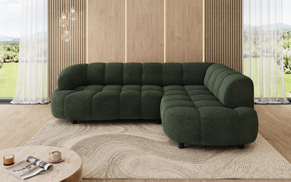Luxusbetten24 Olivia Mini Designer Sofa Teddy Bouclé Elektrische Erweiterung