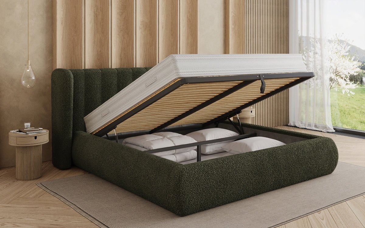Luxusbetten24 Designer Valentina Bouclé Polsterbett mit Stauraum Schlafzimmer