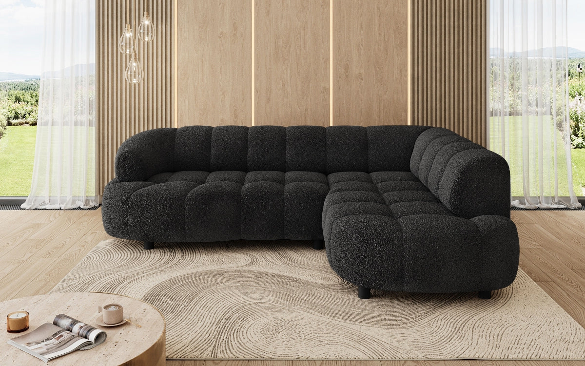 Luxusbetten24 Olivia Mini Designer Sofa Teddy Bouclé Elektrische Erweiterung