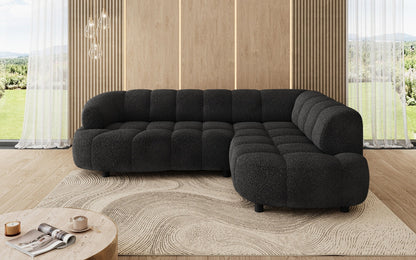 Luxusbetten24 Olivia Mini Designer Sofa Teddy Bouclé Elektrische Erweiterung