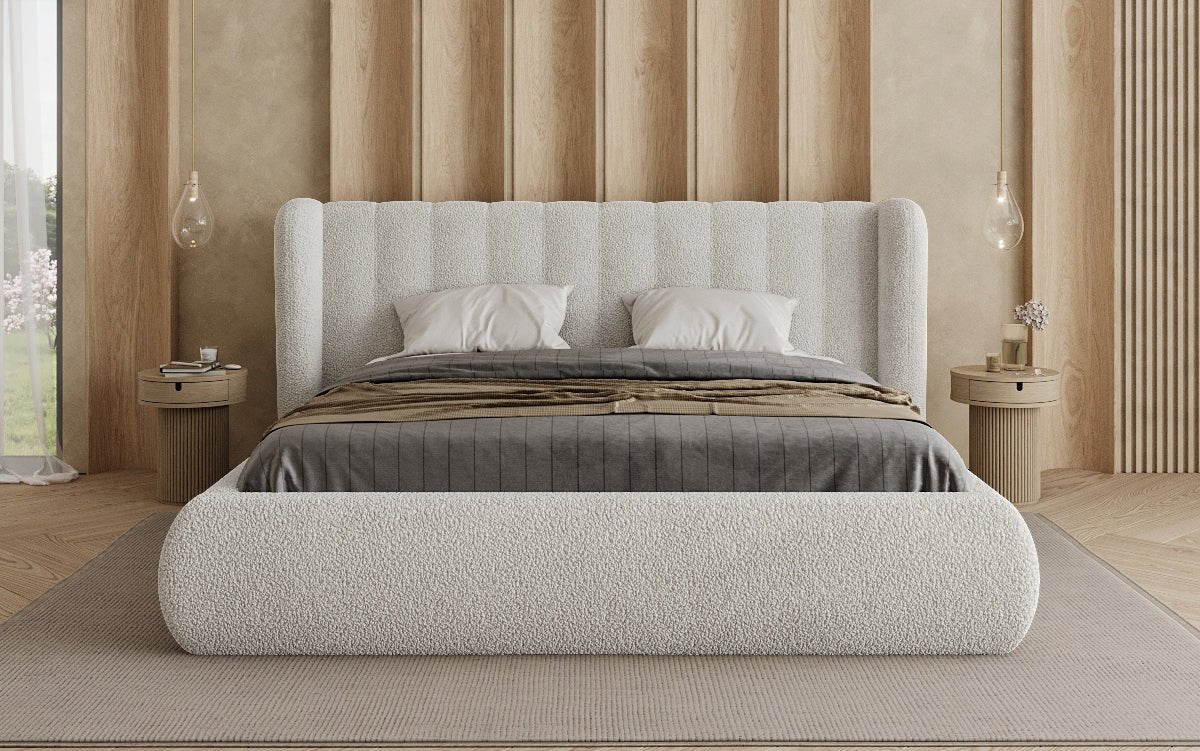Luxusbetten24 Designer Valentina Bouclé Polsterbett mit Stauraum Schlafzimmer