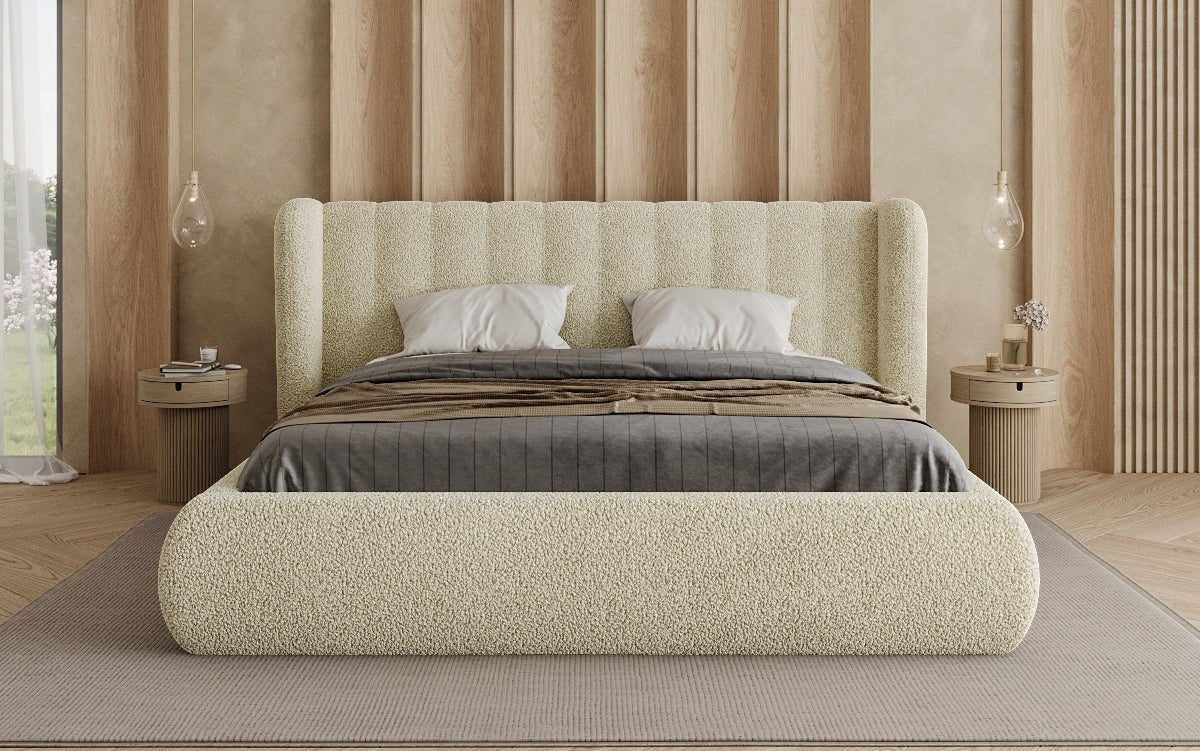Luxusbetten24 Designer Valentina Bouclé Polsterbett mit Stauraum Schlafzimmer