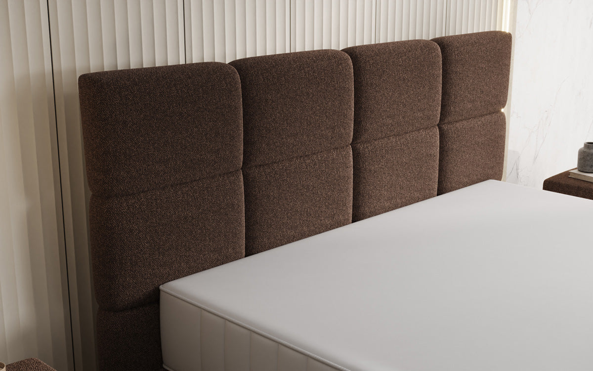 Luxusbetten24 Nessa Boxspringbett mit Hohen Füßen in Teddy Bouclé