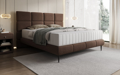 Luxusbetten24 Nessa Boxspringbett mit Hohen Füßen in Teddy Bouclé