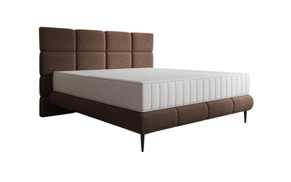 Luxusbetten24 Nessa Boxspringbett mit Hohen Füßen in Teddy Bouclé