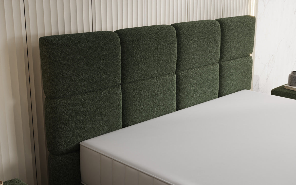 Luxusbetten24 Nessa Boxspringbett mit Hohen Füßen in Teddy Bouclé