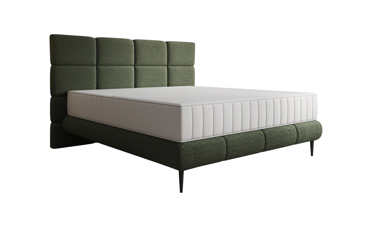 Luxusbetten24 Nessa Boxspringbett mit Hohen Füßen in Teddy Bouclé