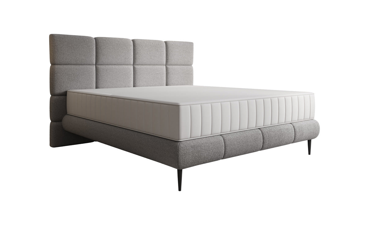 Luxusbetten24 Nessa Boxspringbett mit Hohen Füßen in Teddy Bouclé