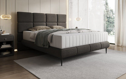 Luxusbetten24 Nessa Boxspringbett mit Hohen Füßen in Teddy Bouclé