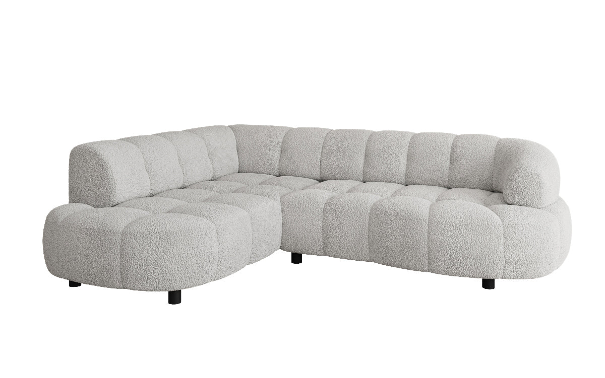 Luxusbetten24 Olivia Mini Designer Sofa Teddy Bouclé Elektrische Erweiterung