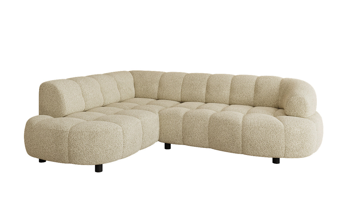 Luxusbetten24 Olivia Mini Designer Sofa Teddy Bouclé Elektrische Erweiterung