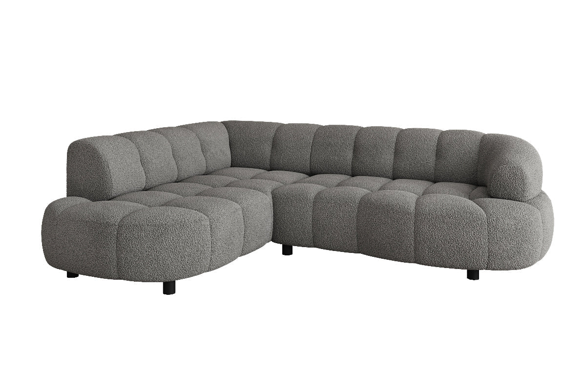 Luxusbetten24 Olivia Mini Designer Sofa Teddy Bouclé Elektrische Erweiterung