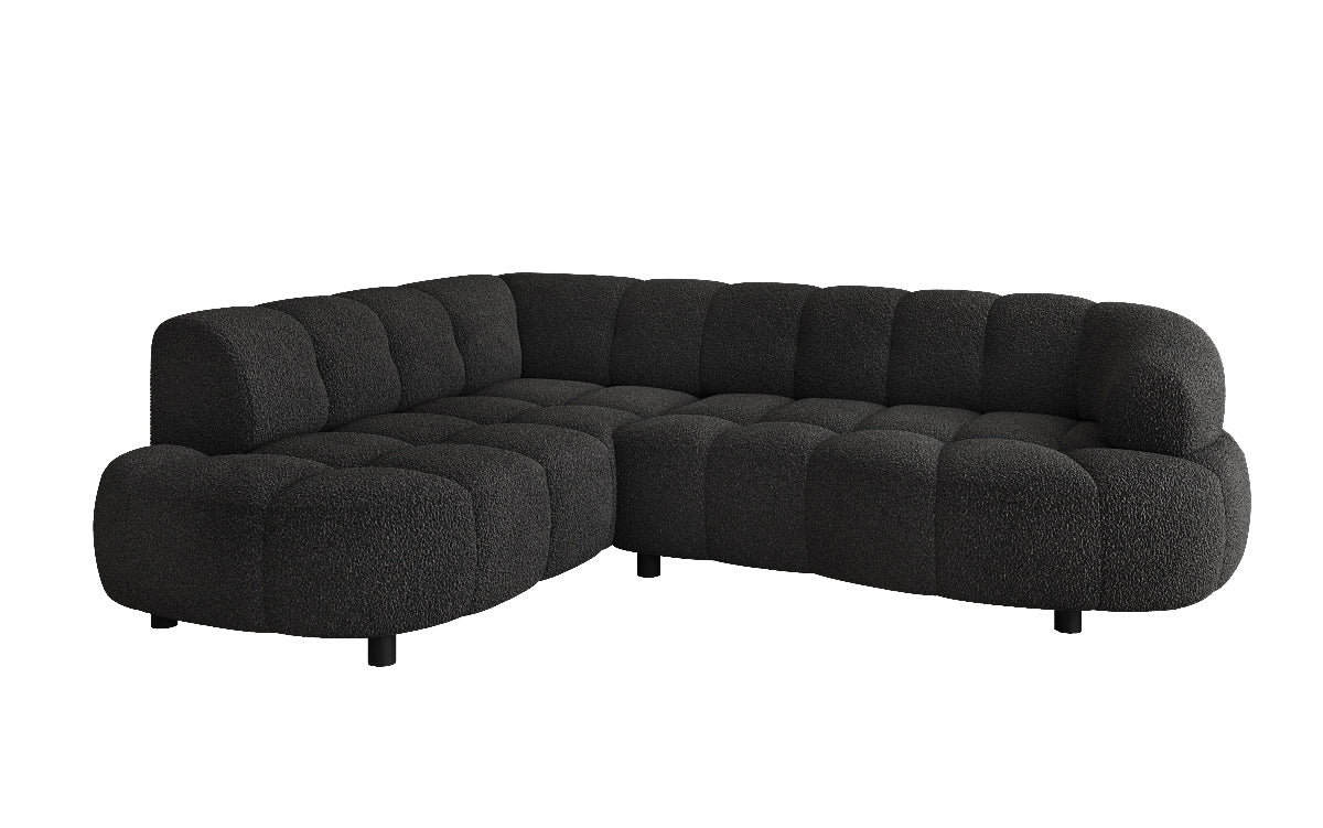 Luxusbetten24 Olivia Mini Designer Sofa Teddy Bouclé Elektrische Erweiterung