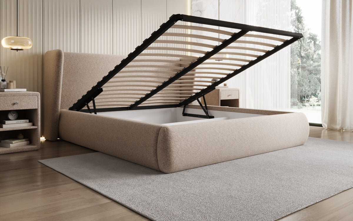 Designer Luxusbetten24 Rosalie Polsterbett aus Samt mit Stauraum
