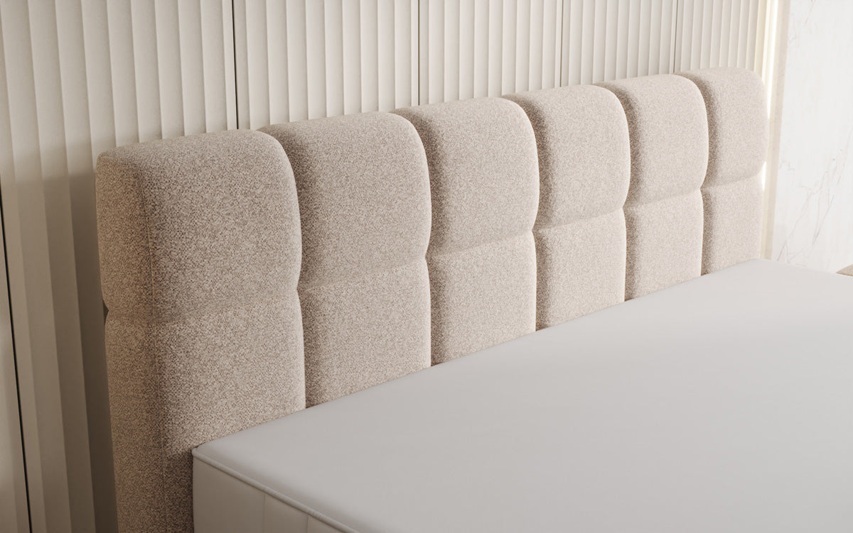 Luxusbetten24 Nala Boxspringbett aus Strukturstoff mit Schwebeoptik Komfort