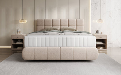 Luxusbetten24 Nala Boxspringbett aus Strukturstoff mit Schwebeoptik Komfort