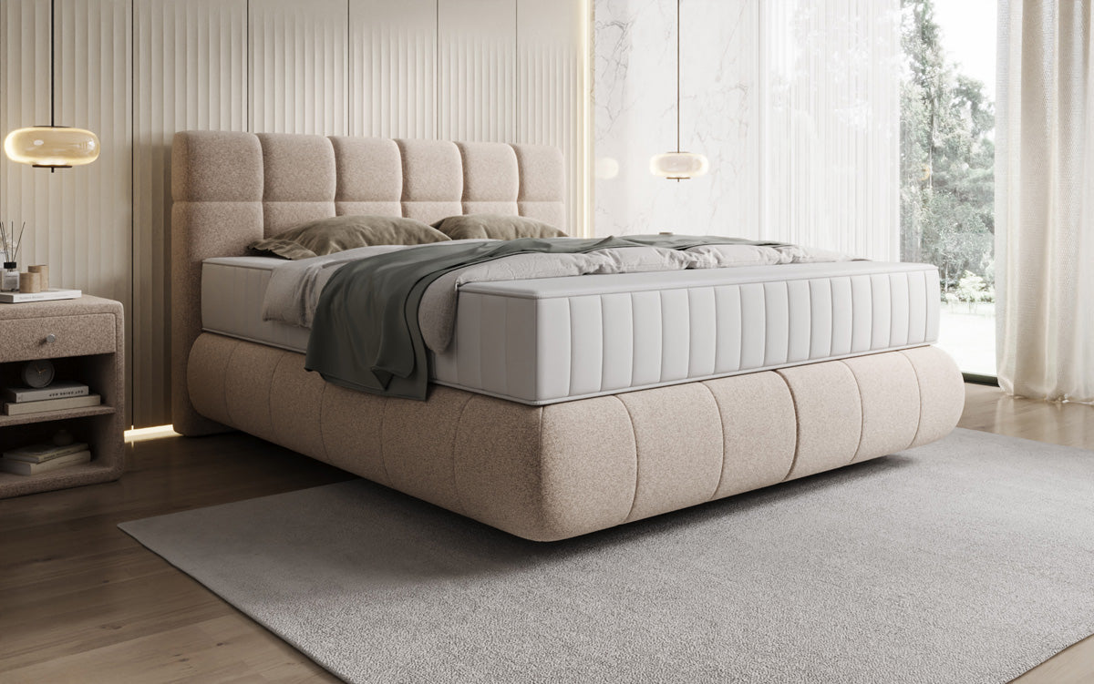 Luxusbetten24 Nala Boxspringbett aus Strukturstoff mit Schwebeoptik Komfort