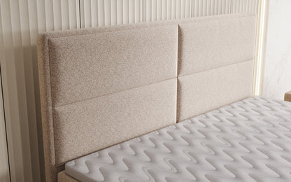 Luxusbetten24 Viola Boxspringbett Strukturstoff mit Stauraum