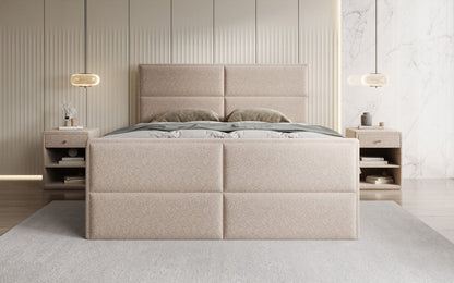 Luxusbetten24 Viola Boxspringbett Strukturstoff mit Stauraum