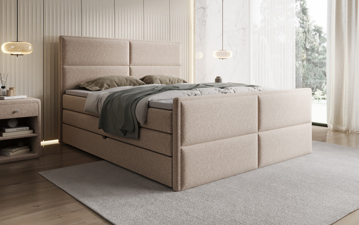 Luxusbetten24 Viola Boxspringbett Strukturstoff mit Stauraum