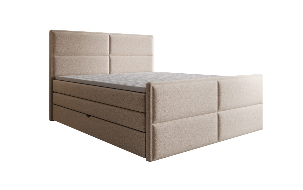Luxusbetten24 Viola Boxspringbett Strukturstoff mit Stauraum