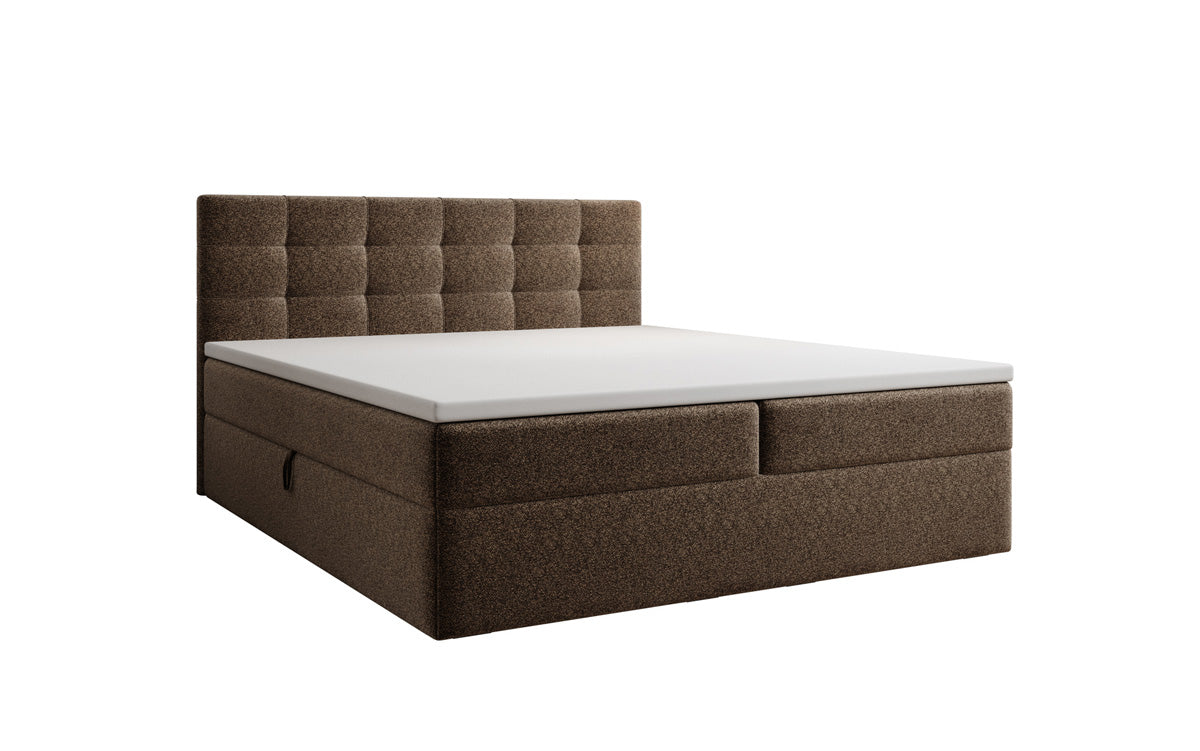 Luxusbetten24 Boxspringbett Strukturstoff mit Stauraum, verschiedene Größen und Farben