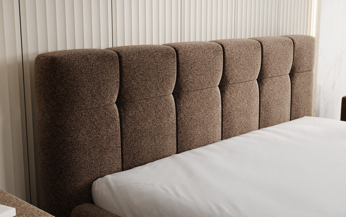 Luxusbetten24 Helena Polsterbett Strukturstoff mit Stauraum für Schlafzimmer