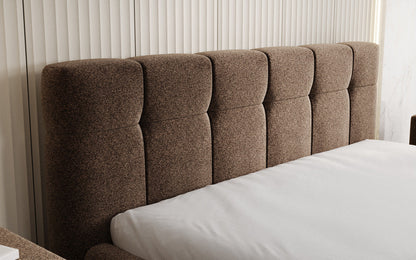 Luxusbetten24 Helena Polsterbett Strukturstoff mit Stauraum für Schlafzimmer