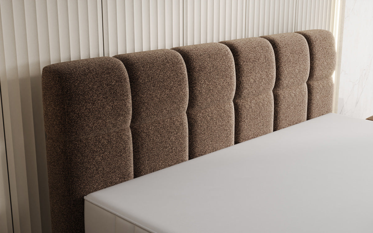 Luxusbetten24 Nala Boxspringbett aus Strukturstoff mit Schwebeoptik Komfort