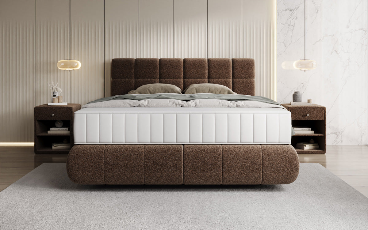 Luxusbetten24 Nala Boxspringbett aus Strukturstoff mit Schwebeoptik Komfort
