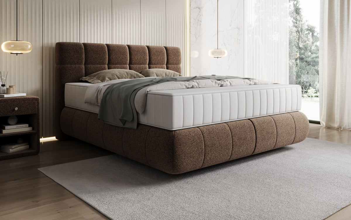 Luxusbetten24 Nala Boxspringbett aus Strukturstoff mit Schwebeoptik Komfort