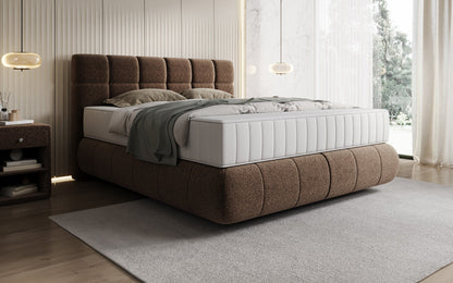 Luxusbetten24 Nala Boxspringbett aus Strukturstoff mit Schwebeoptik Komfort