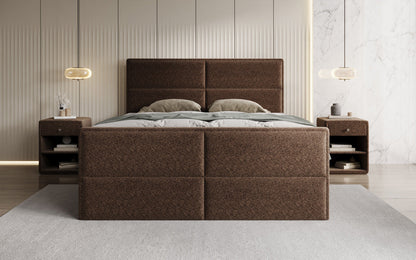 Luxusbetten24 Viola Boxspringbett Strukturstoff mit Stauraum