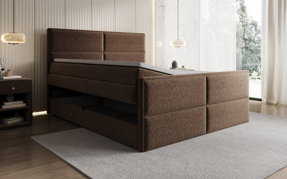 Luxusbetten24 Viola Boxspringbett Strukturstoff mit Stauraum