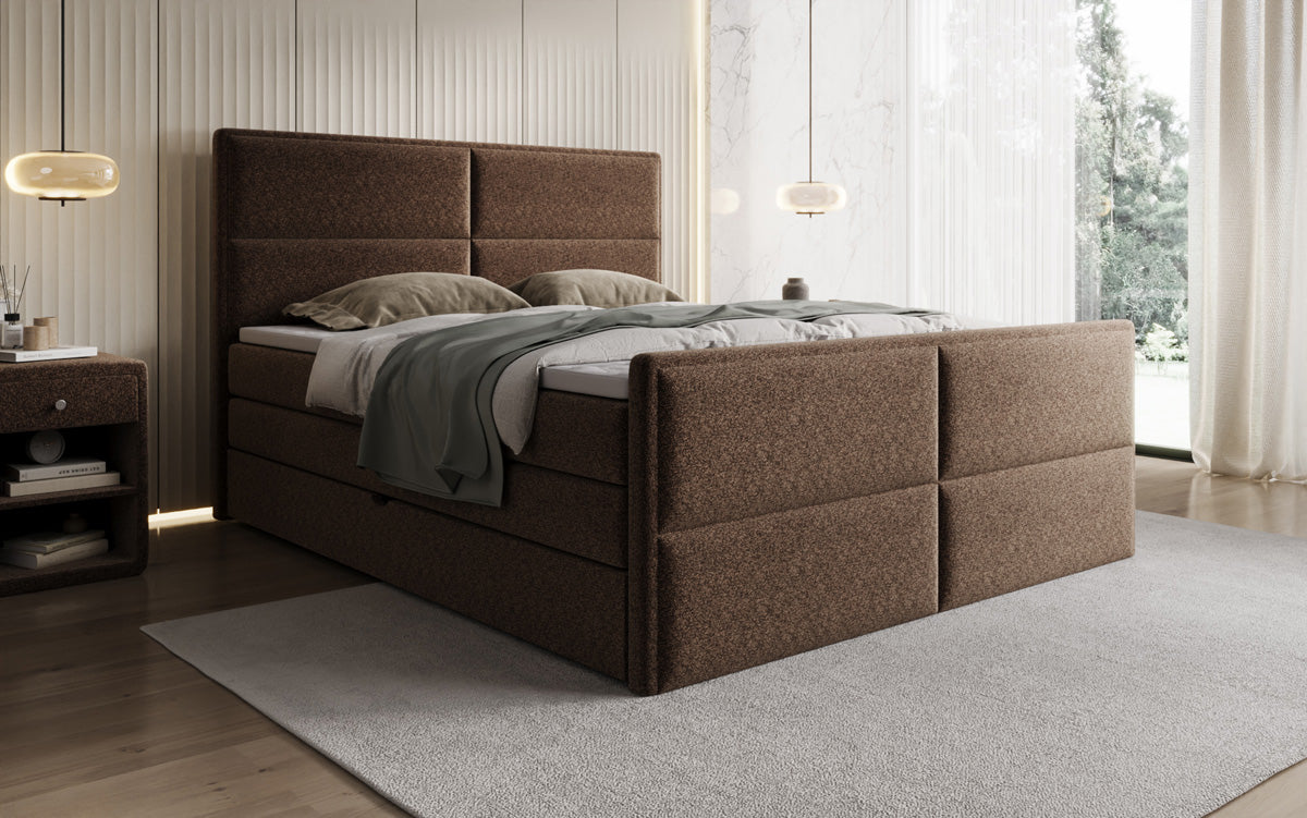 Luxusbetten24 Viola Boxspringbett Strukturstoff mit Stauraum