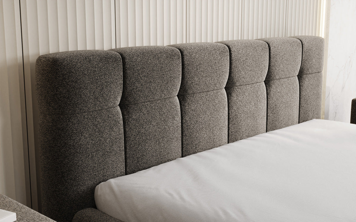Luxusbetten24 Helena Polsterbett Strukturstoff mit Stauraum für Schlafzimmer