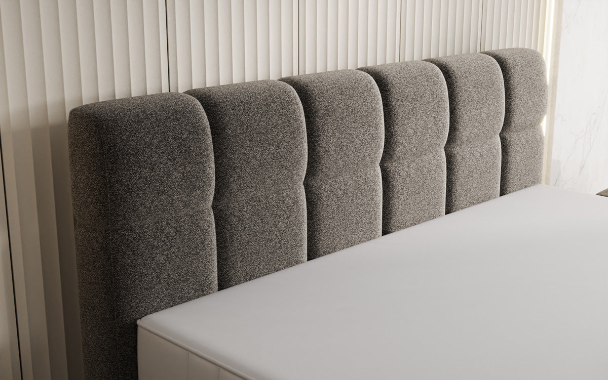 Luxusbetten24 Nala Boxspringbett aus Strukturstoff mit Schwebeoptik Komfort
