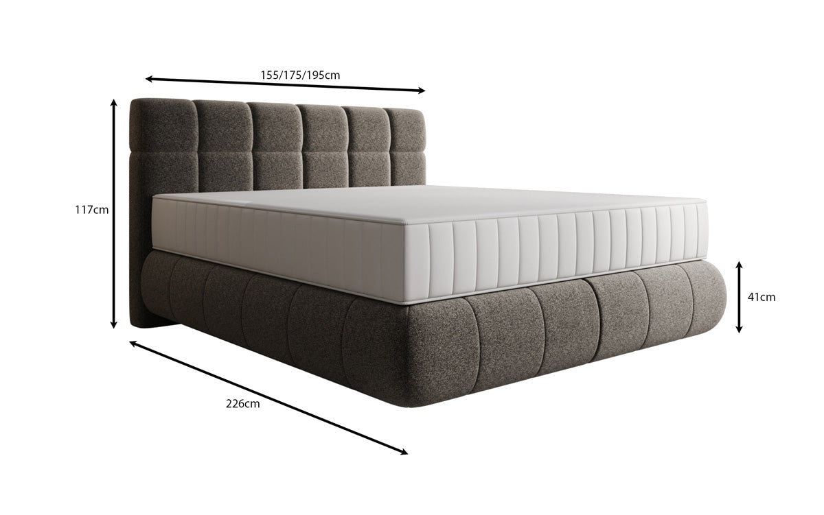 Luxusbetten24 Nala Boxspringbett aus Strukturstoff mit Schwebeoptik Komfort