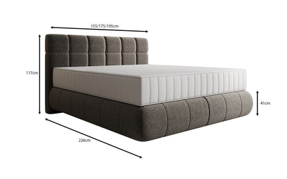 Luxusbetten24 Nala Boxspringbett aus Strukturstoff mit Schwebeoptik Komfort