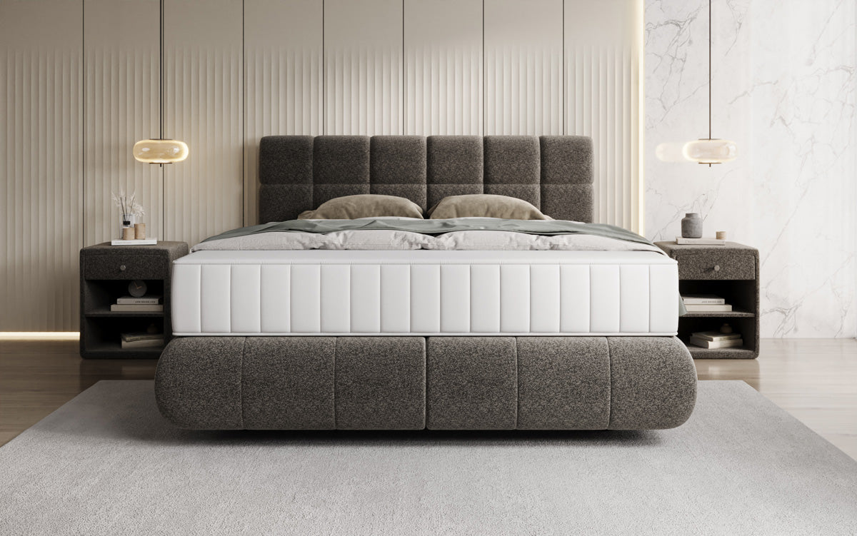 Luxusbetten24 Nala Boxspringbett aus Strukturstoff mit Schwebeoptik Komfort