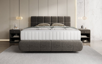 Luxusbetten24 Nala Boxspringbett aus Strukturstoff mit Schwebeoptik Komfort