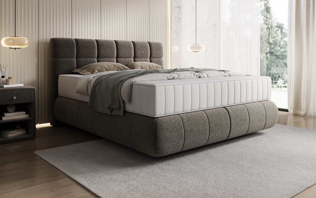 Luxusbetten24 Nala Boxspringbett aus Strukturstoff mit Schwebeoptik Komfort