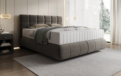 Luxusbetten24 Nala Boxspringbett aus Strukturstoff mit Schwebeoptik Komfort