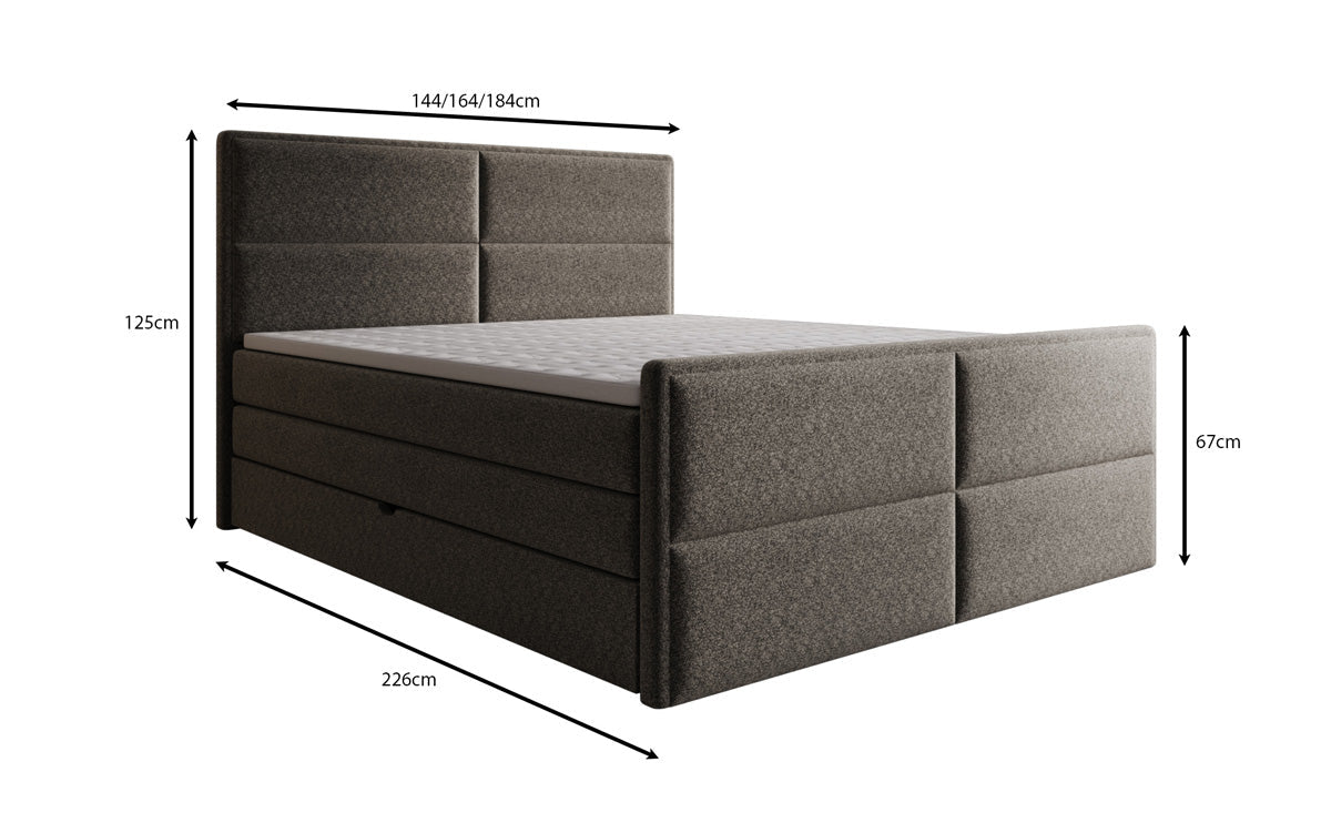 Luxusbetten24 Viola Boxspringbett Strukturstoff mit Stauraum