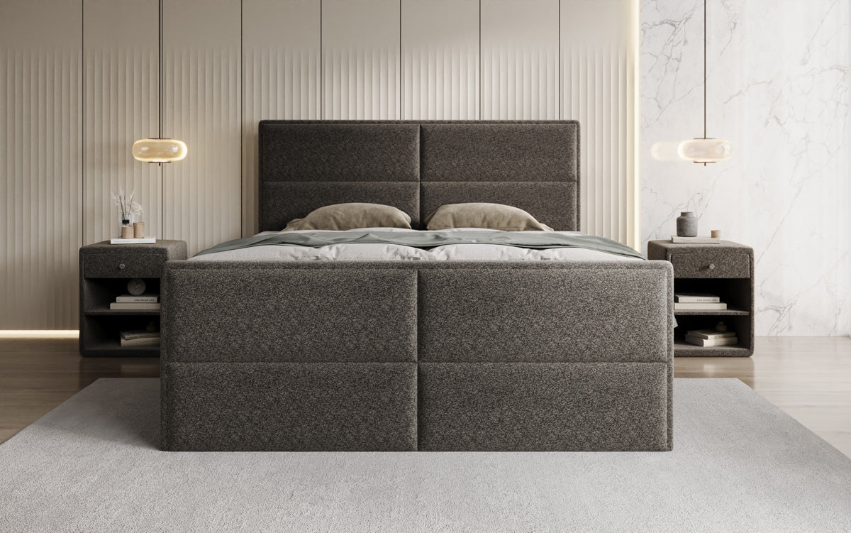 Luxusbetten24 Viola Boxspringbett Strukturstoff mit Stauraum