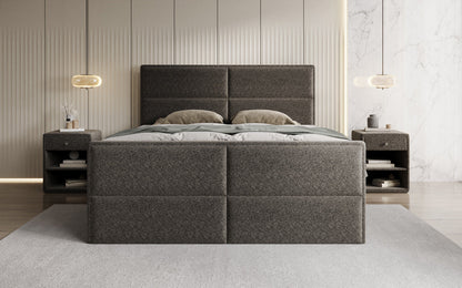 Luxusbetten24 Viola Boxspringbett Strukturstoff mit Stauraum