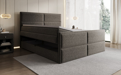 Luxusbetten24 Viola Boxspringbett Strukturstoff mit Stauraum