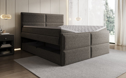 Luxusbetten24 Viola Boxspringbett Strukturstoff mit Stauraum